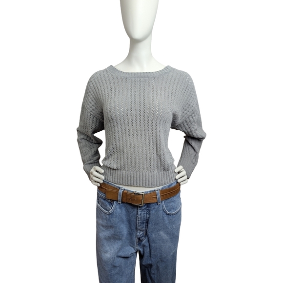 Soft Chenille Cropped Green Sweater | Minimalist Knit | Size S - Picture 2 of 7